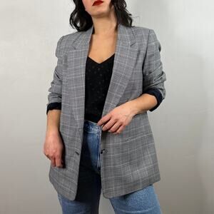 Alfred Dunner Black & White Houndstooth Two Button Blazer